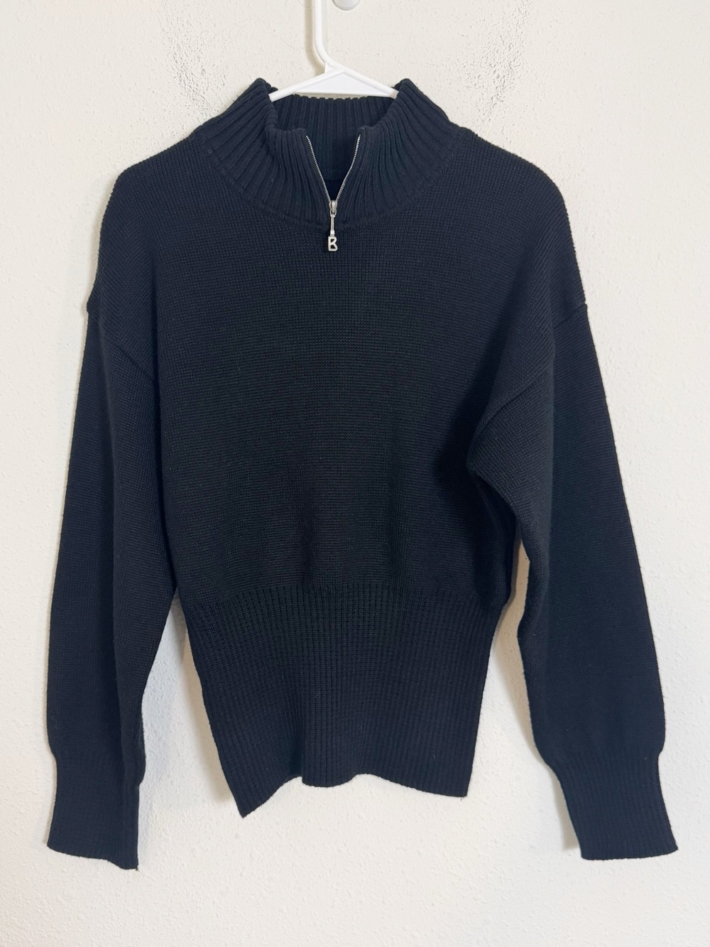 Bogner Black Half-Zip wool Knit Sweater